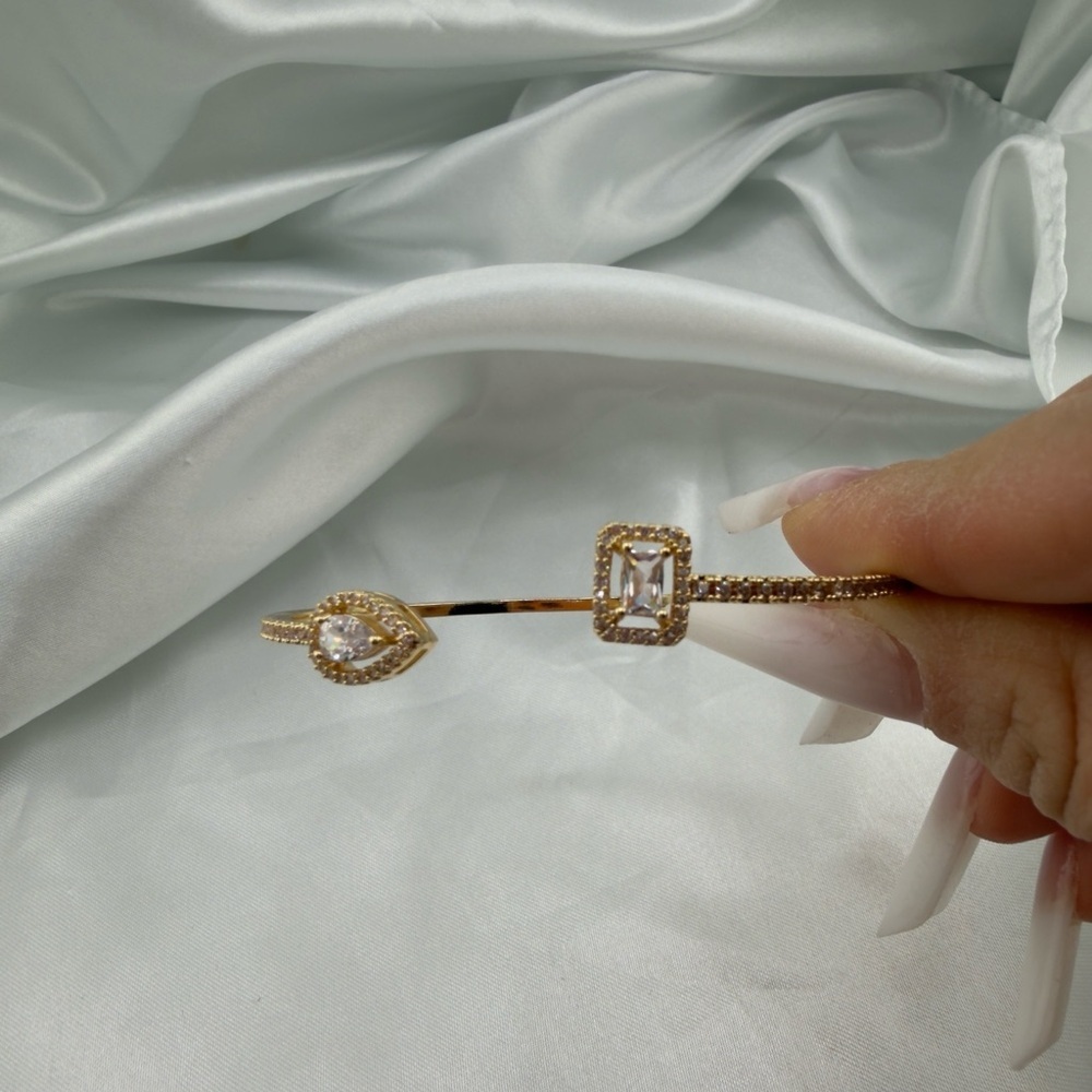 New!! Cuff wedding diamond zircon waterproof Gold Bracelet with Gemstone
